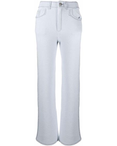 Barrie Flared Knit Pants - White