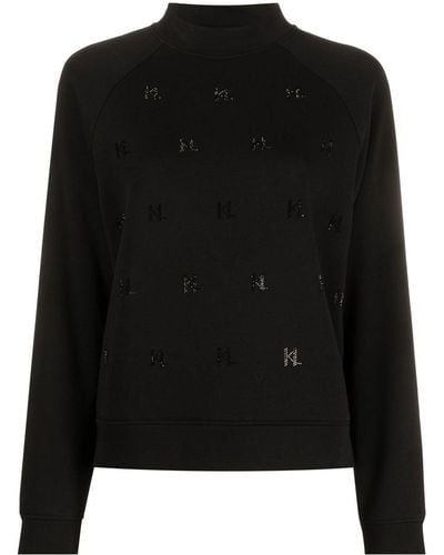 Karl Lagerfeld Monogram Rhinestone Sweatshirt - Black