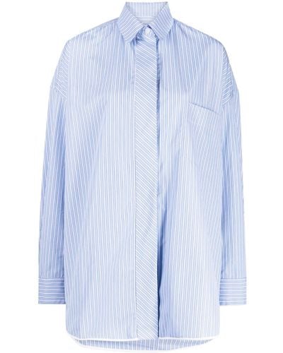 Nackiyé Breakfast Club Stripe-print Cotton Shirt - Blue
