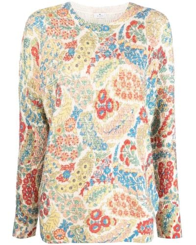 Etro Abstract-print Long-sleeve Sweater - Green