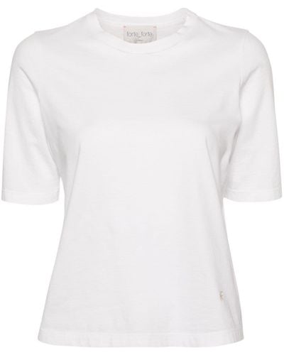Forte Forte T-Shirt mit Logo-Stickerei - Weiß