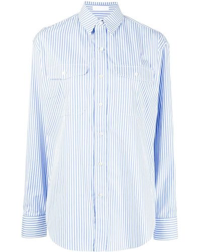 Wardrobe NYC Gestreiftes Hemd im Oversized-Look - Blau