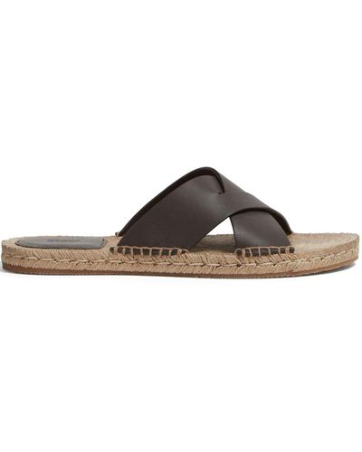 Zegna Crossover Leather Espadrille Sandals - Brown