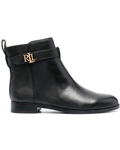 Lauren by Ralph Lauren Briele Black Leather Ankle Boots