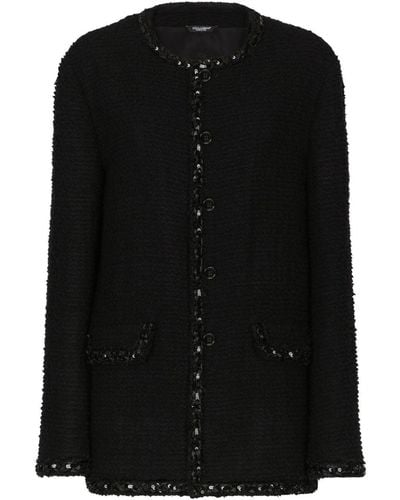 Dolce & Gabbana Sequin-embellished Bouclé Jacket - Black