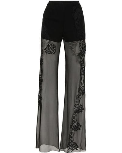 Alberta Ferretti Semi-sheer Lace Pants - Black