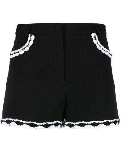 Moschino High-Waist-Shorts mit Spitzenborten - Schwarz
