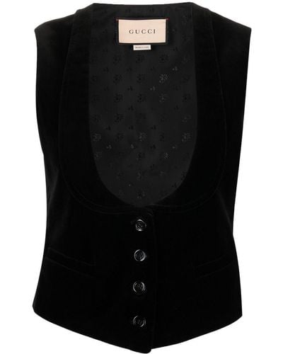 Gucci Chaleco de terciopelo con botones - Negro