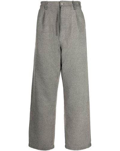Izzue Straight-leg Box-pleat Trousers - Grey