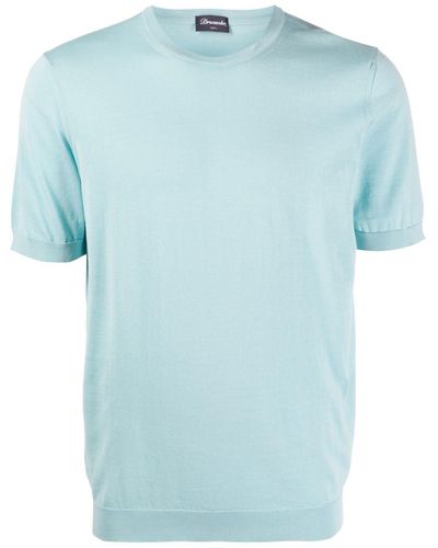 Drumohr Fijngebreid T-shirt - Blauw