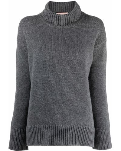 Plan C Roll-neck Rib-trimmed Sweater - Gray