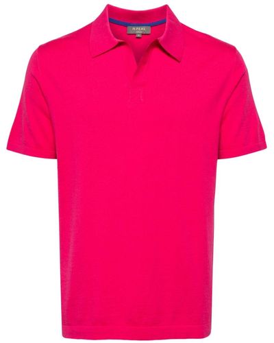 N.Peal Cashmere Polo en maille fine - Rose