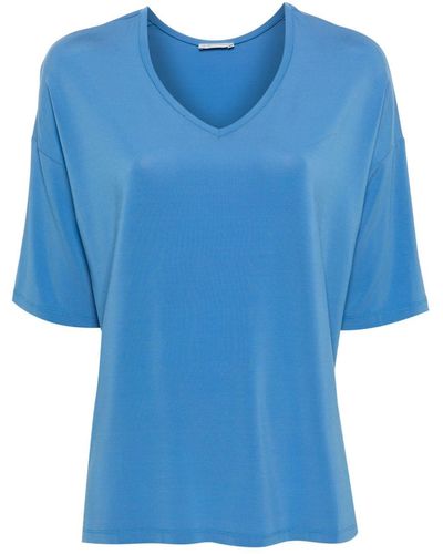 Le Tricot Perugia V-neck Drop-shoulder T-shirt - Blue