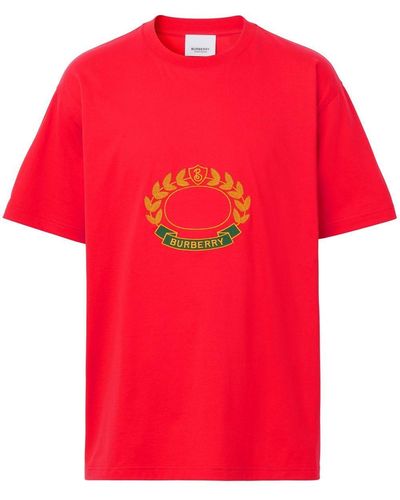 Burberry T-shirt Met Borduurwerk - Rood