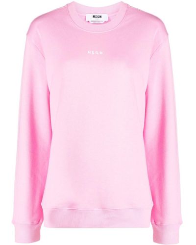 MSGM Logo-print Cotton Sweatshirt - Pink
