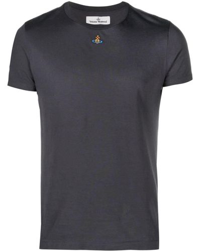 Vivienne Westwood T-Shirt mit Orb-Stickerei - Schwarz