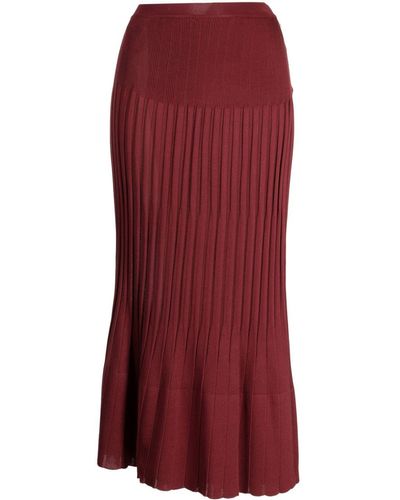 Sonia Rykiel Ruffle-detailing Ribbed-knit Skirt - Red
