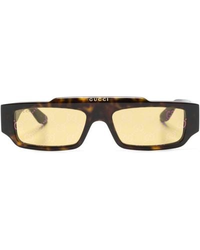 Gucci Tortoiseshell Rectangle-frame Sunglasses - Natural