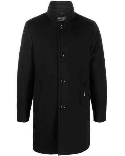 Moorer Single-breasted Button Peacoat - Black