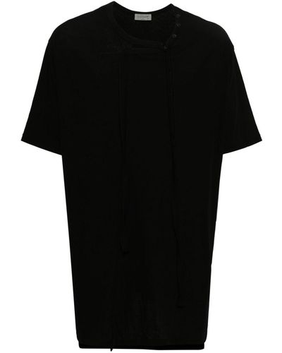 Yohji Yamamoto T-shirt à détail de bouton - Noir