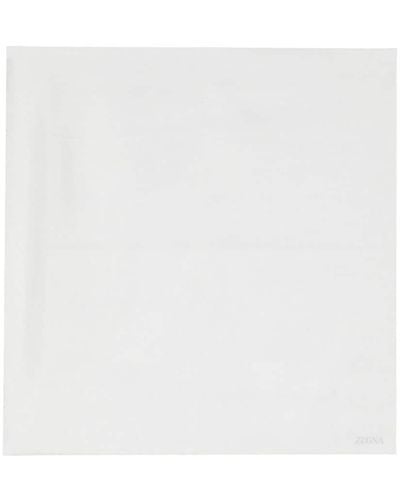 Zegna Mouchoir de poche en tissu flammé - Blanc