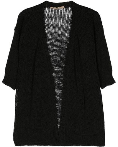 Nuur Short-sleeve Open-knit Cardigan - Black
