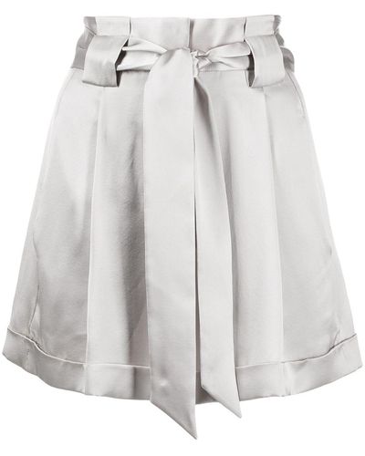 Michelle Mason Pleated-detail Belted Shorts - Metallic