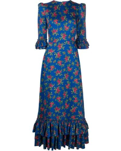 The Vampire's Wife The Cinderella Floral-print Cotton Dress - Blue