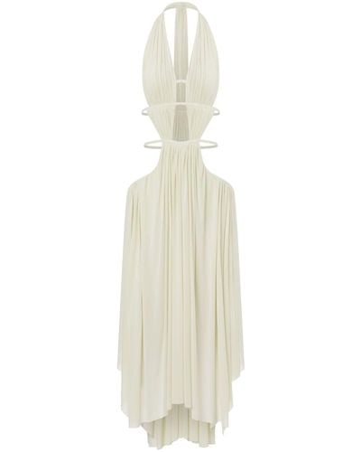 Philosophy Di Lorenzo Serafini Robe mi-longue drapée à découpes - Blanc