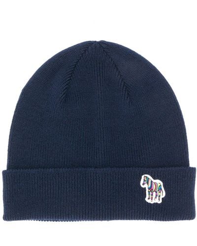 PS by Paul Smith Ribbed Knit Beanie - Blue