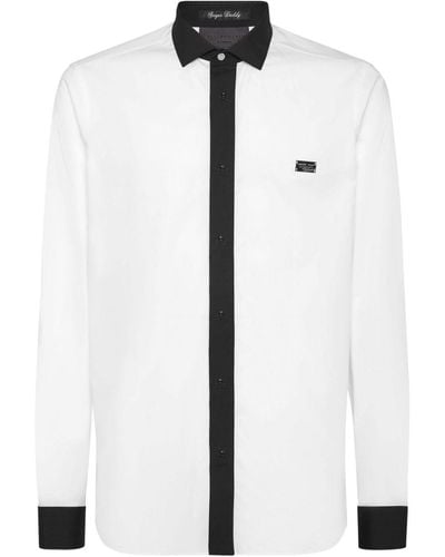 Philipp Plein Sugar Daddy Hemd mit Kontrastbesatz - Weiß