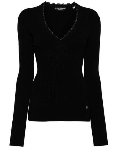 Dolce & Gabbana Pullover mit V-Ausschnitt - Schwarz