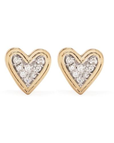 Adina Reyter 14kt Yellow Gold Make Your Move Heart Diamond Earrings - Metallic