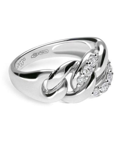 Leo Pizzo 18kt White Gold Groumette Diamond Ring