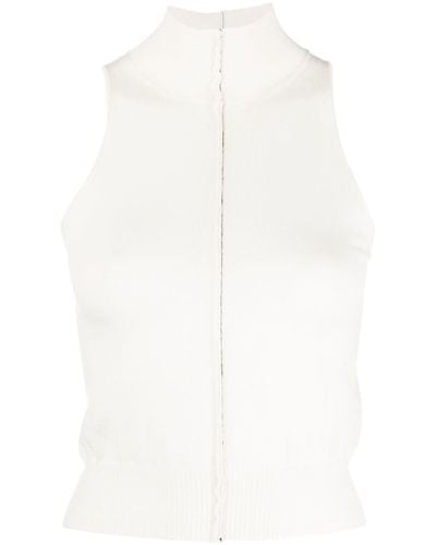 Amiri Raw-hem Cashmere Knitted Top - White