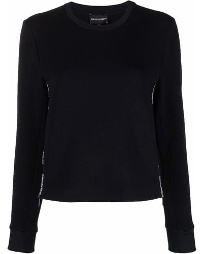 Emporio Armani Logo-print Trim Sweatshirt - Black