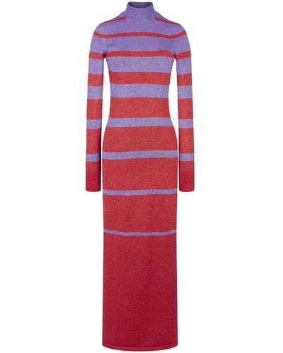 Rabanne Striped-pattern Lurex Maxi Dress - Red