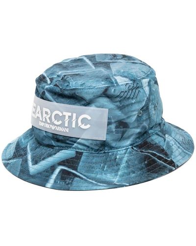 Emporio Armani Cappello bucket con stampa - Blu