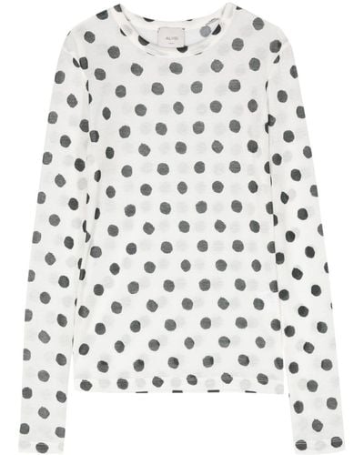 Alysi Polka-dotted Top - White