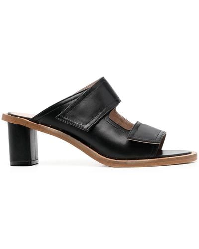 SCAROSSO Leather Cut-out Mules - Black