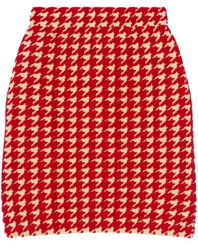 Burberry Minifalda con motivo pied de poule - Rojo