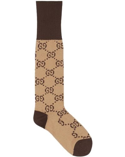 Gucci GG Pattern Cotton Blend Socks - Bruin