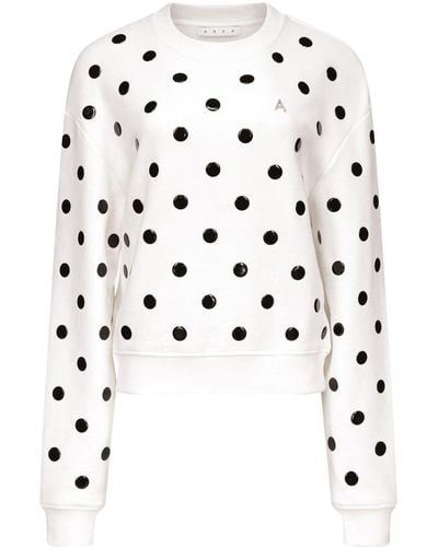 Area Polka-dot Cotton Sweatshirt - White