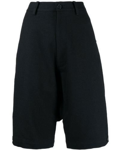 Yohji Yamamoto Pantalones cortos de tiro caído - Negro