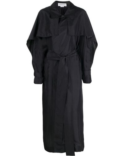 Victoria Beckham Draped Silk Trench Coat - Black