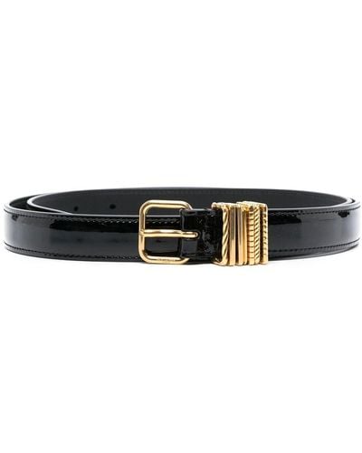 Saint Laurent Slim Patent Leather Belt - Black