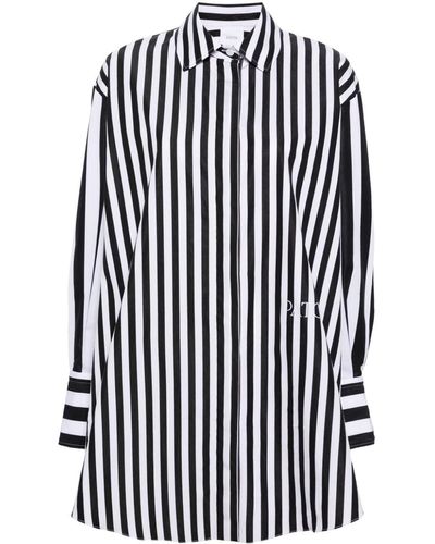 Patou Logo-embroidered Striped Shirt - Black