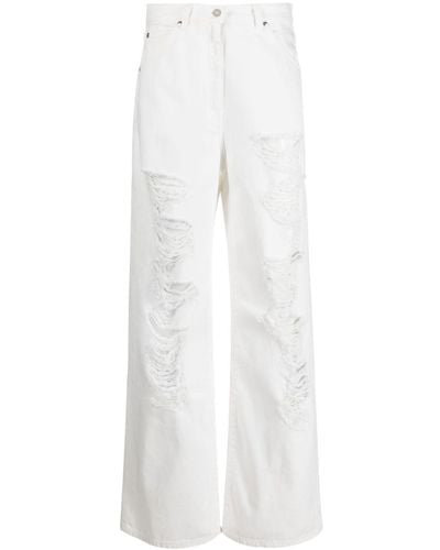MSGM Halbhohe Bootcut-Jeans - Weiß