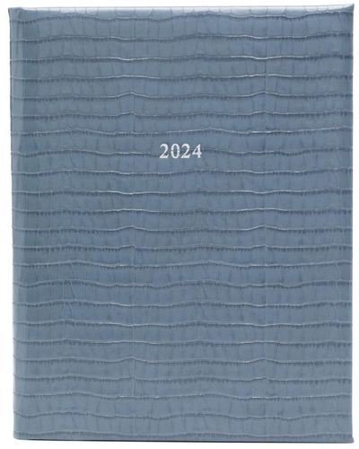 Aspinal of London Journal en cuir A4 Day to Page 2024 - Bleu