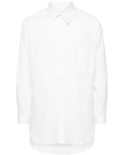 Yohji Yamamoto Asymmetric-collar Cotton Shirt - White